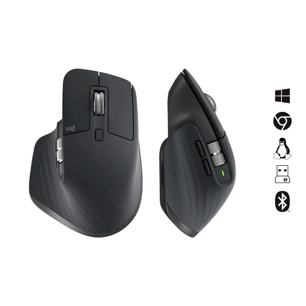 Ratón Ergonómico Inalámbrico por Bluetooth Logitech MX Master 3S/ Batería recargable/ Hasta 8000 DPI/ Grafito