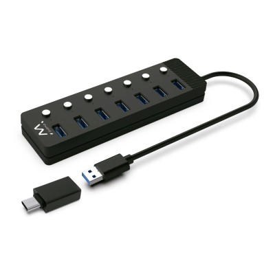 Ewent hub usb-usb-c 7 ptos interruptor c/alimen.