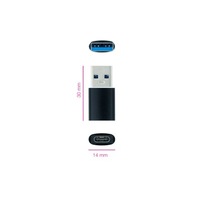 Adaptador USB 3.1 Nanocable 10.02.0012/ USB Macho - USB Tipo-C