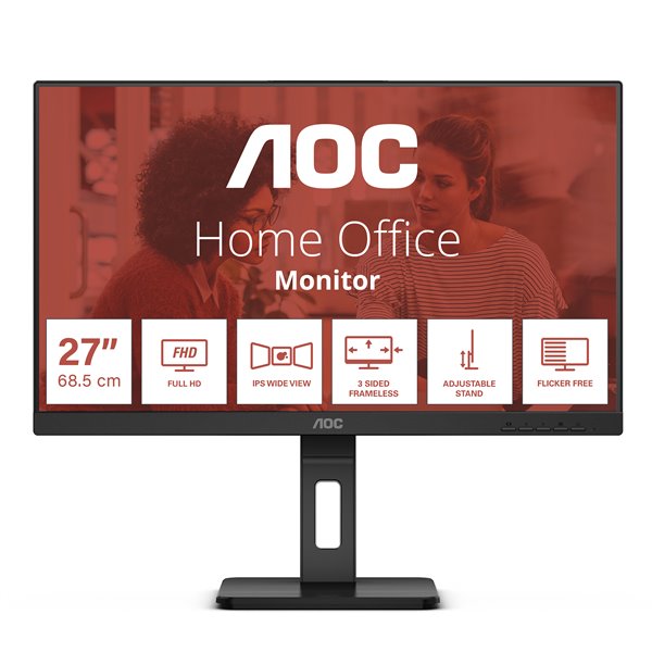 AOC 27E3QAF 27'/ Full HD/ Multimedia/ Regulable en altura/ Negro