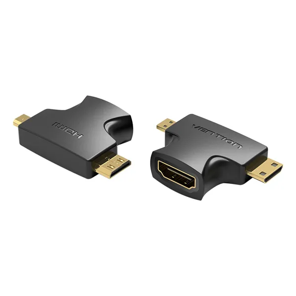 Adaptador HDMI 2 en 1 Vention AGFB0/ HDMI Hembra a Micro HDMI Macho - Mini HDMI Macho