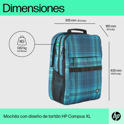 Mochila HP Campus XL 7J594AA para Portátiles hasta 16'/ Azul