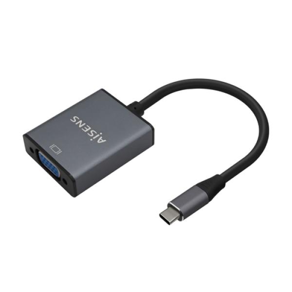 Conversor Aisens A109-0691/ USB Tipo-C Macho - VGA Hembra/ Hasta 27W/ 1250Mbps/ 15cm/ Gris