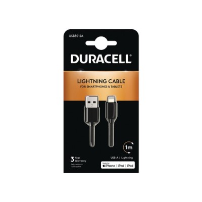 Cable USB Lightning Duracell USB5012A/ USB Macho - Lightning