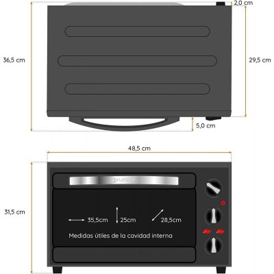 Horno de Sobremesa Grunkel HR-28N RM/ 1600W/ Capacidad 28L