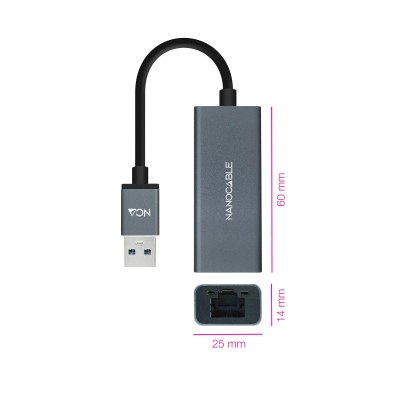 Adaptador USB 3.0 - RJ45 Nanocable 10.03.0405/ 1000Mbps