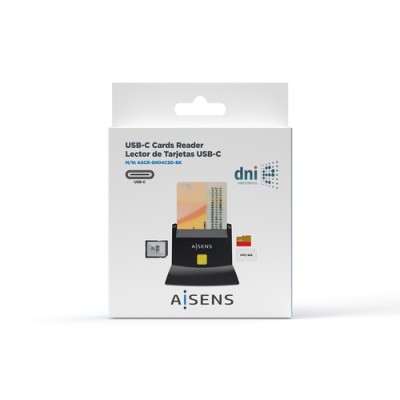 Lector de DNI y Tarjetas Aisens ASCR-SN04CSD-BK/ USB Tipo-C/