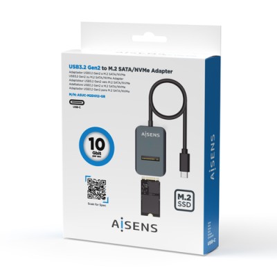 Aisens ASUC-M2D012-GR Mini Docking USB-C para disco SSD M2