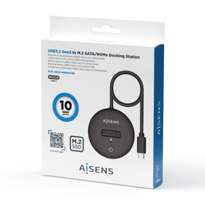 Aisens ASUC-M2D013-BK Mini Docking USB-C redondo para disco SSD