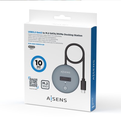 Aisens ASUC-M2D014-GR Mini Docking USB-C redondo para disco SSD