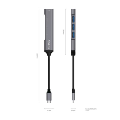 Hub USB Tipo-C Aisens A109-0541/ 4xUSB