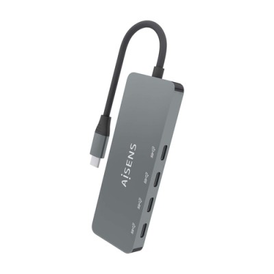 Hub USB Tipo-C Aisens A109-0695/ 4xUSB Tipo-C/ Gris