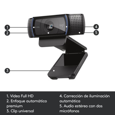 Webcam Logitech HD Pro C920/ 1920 x 1080 Full HD