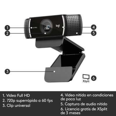 Webcam Logitech C922 Pro Stream/ Enfoque Automático/ 1080P Full