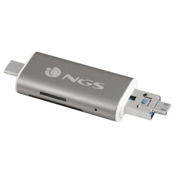 Lector de Tarjetas Externo NGS ALLY READER/ USB 2.0/ USB Tipo-C / Micro USB