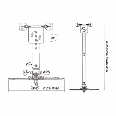 Soporte de Techo para Proyector Aisens CP02TSRE-051/