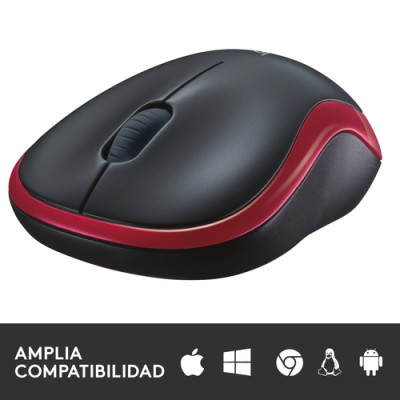 Ratón Inalámbrico Logitech M185/ Hasta 1000 DPI/ Rojo