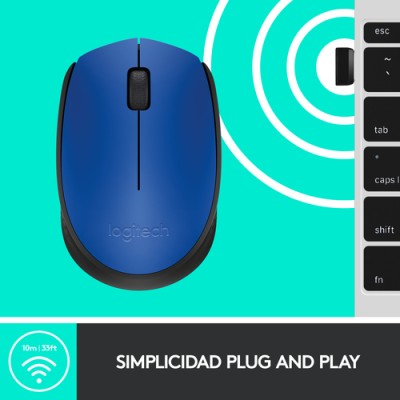 Ratón Inalámbrico Logitech M171/ Hasta 1000 DPI/ Azul