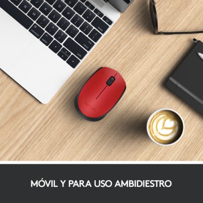 Ratón Inalámbrico Logitech M171/ Hasta 1000 DPI/ Rojo