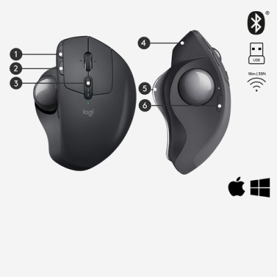 Ratón Trackball Inalámbrico Logitech MX ERGO/ Batería