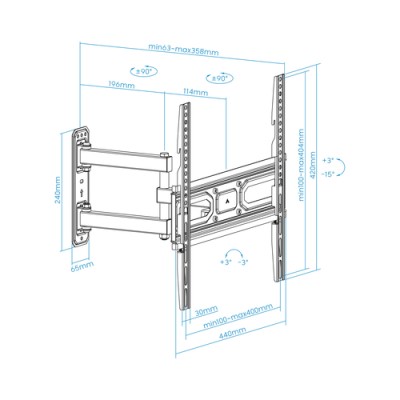 Soporte de Pared Giratorio/ Inclinable/ Nivelable TooQ