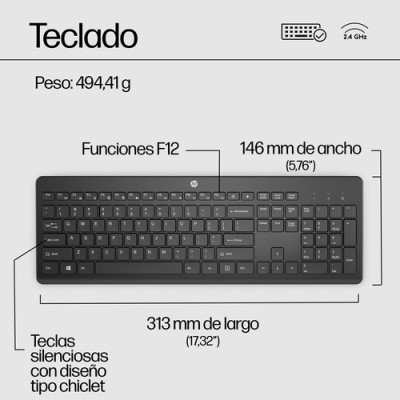 Teclado Inalámbrico HP 230/ Negro