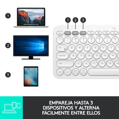 Logitech K380 Blanco Teclado Mini Bluetooth multidispositivo