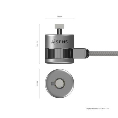 Aisens cable seguridad cerradura llave 1.5m