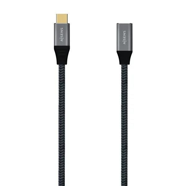 Cable Alargador USB 3.2 Tipo-C Aisens A107-0635 20GBPS 5A 100W/ USB Tipo-C Macho - USB Tipo-C Hembra/ Hasta 100W/ 2500Mbps/ 1m/ 