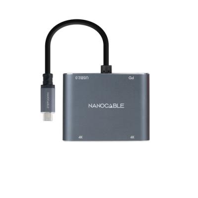 Nanocable converosr usb-c a 2xhdmi/usb2.0/pd