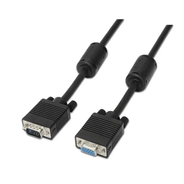 Cable Alargador SVGA Aisens A113-0078/ VGA Macho - VGA Hembra/ Hasta 3W/ 10Mbps/ 1.8m/ Negro