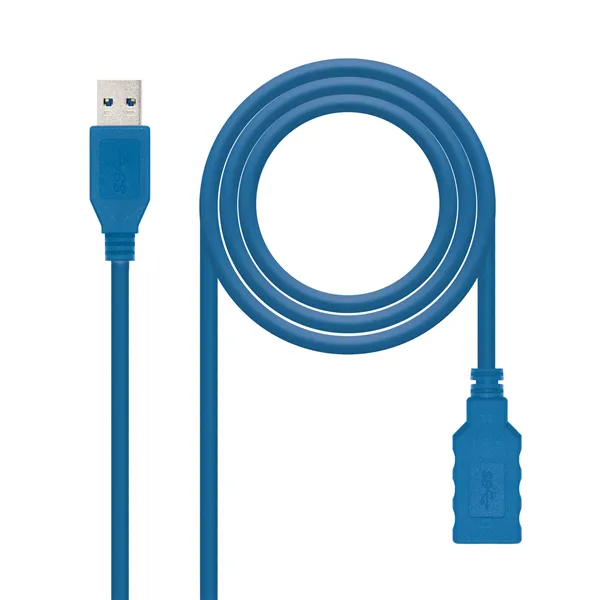 Cable Alargador USB 3.0 Nanocable 10.01.0901/ USB Macho - USB Hembra/ 1m/ Azul