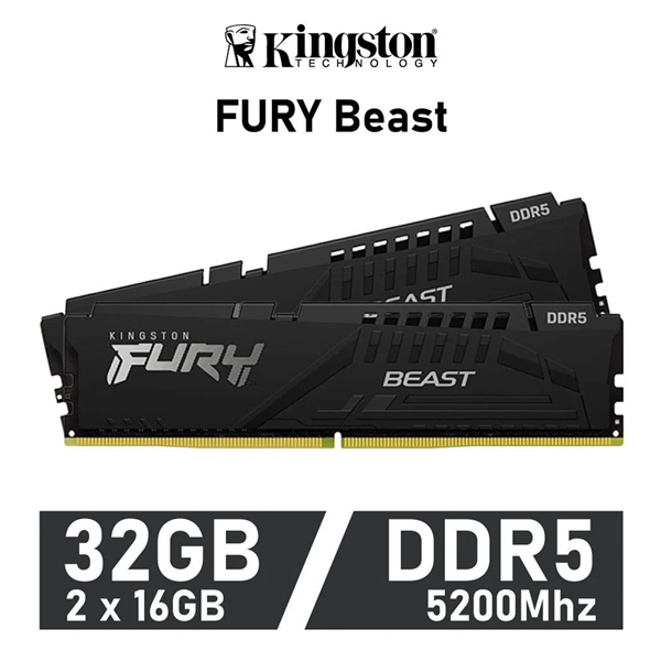 Kingston Fury Beast KIT DUO 32GB (2x16GB) 5200MHz DDR5 CL40 1.1v