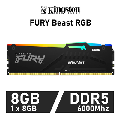 Kingston Fury Beast RGB 8GB 6000MHz DDR5 CL40 1.35v