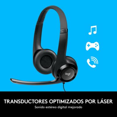 Auriculares Logitech H390/ con Micrófono/ USB/ Negros