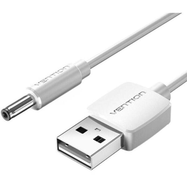 Cable Alimentación Vention CEYWF/ USB-A Macho - DC 5.5mm Macho/ 1m/ Blanco