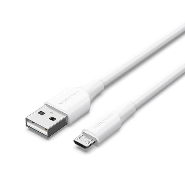 Cable USB 2.0 Vention CTIWH/ USB Macho - MicroUSB Macho/ Hasta 60W/ 480Mbps/ 2m/ Blanco