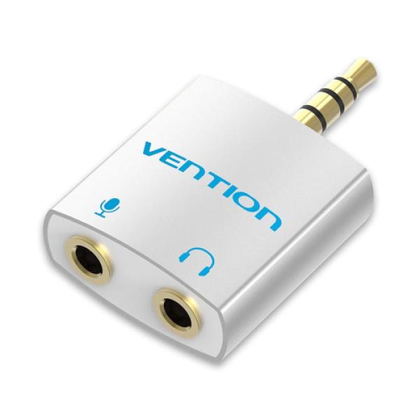 Adaptador Audio Vention BDBW0/ Jack 3.5 Macho - 2x Jack 3.5 Hembra/ Blanco