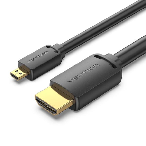 Cable Micro HDMI 2.0 4K Vention AGIBI/ HDMI Macho - Micro HDMI Macho/ 3m/ Negro