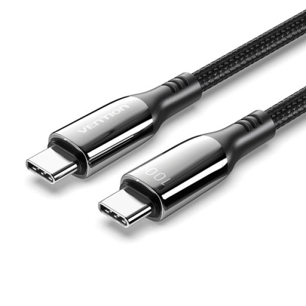 Cable USB 2.0 Tipo-C 5A 100W Vention CTKBAV/ USB Tipo-C Macho - USB Tipo-C Macho/ Hasta 100W/ 480Mbps/ 1.2m/ Negro