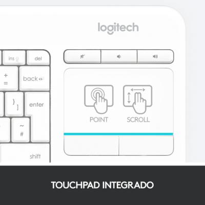 Teclado para Smart TV Logitech Wireless Touch K400 Plus/ Blanco