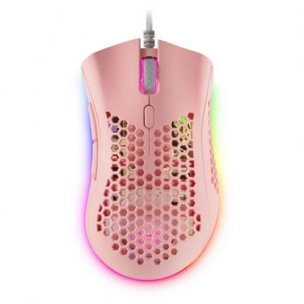 Mas gaming ratón mmex 32000dpi 75g rgb pink