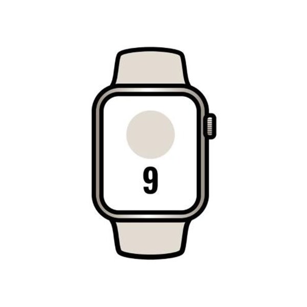 Apple Watch Series 9/ GPS/ 45mm/ Caja de Aluminio Blanco Estrella/ Correa Deportiva Blanco Estrella S/M