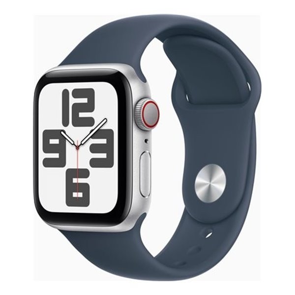 Apple Watch SE 2 Gen 2023/ GPS/ Cellular/ 44mm/ Caja de Aluminio Plata/ Correa Deportiva Azul Tempestad S/M