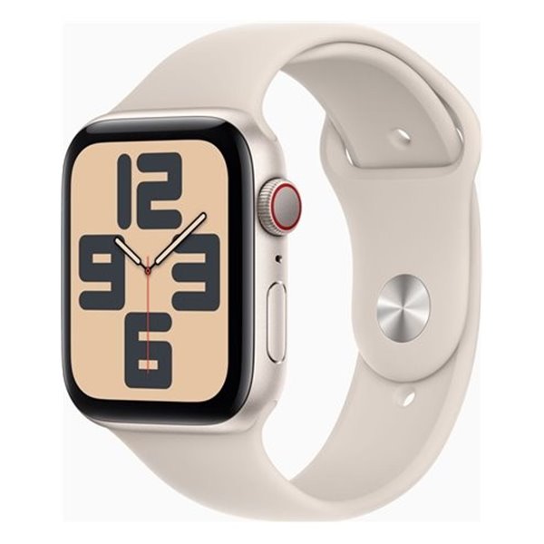 Apple Watch SE 2 Gen 2023/ GPS/ Cellular/ 44mm/ Caja de Aluminio Blanco Estrella/ Correa Deportiva Blanco Estrella M/L