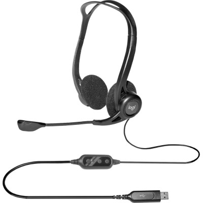 Auriculares Logitech Headset PC 960/ con Micrófono/ USB/ Negros