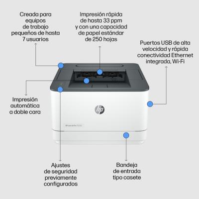 Impresora Láser Monocromo HP Laserjet Pro 3002DN/ Dúplex/ Blanca