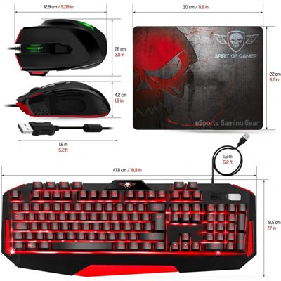 Spirit of Gamer Kit GAMING Retroiluminado Alfombrilla