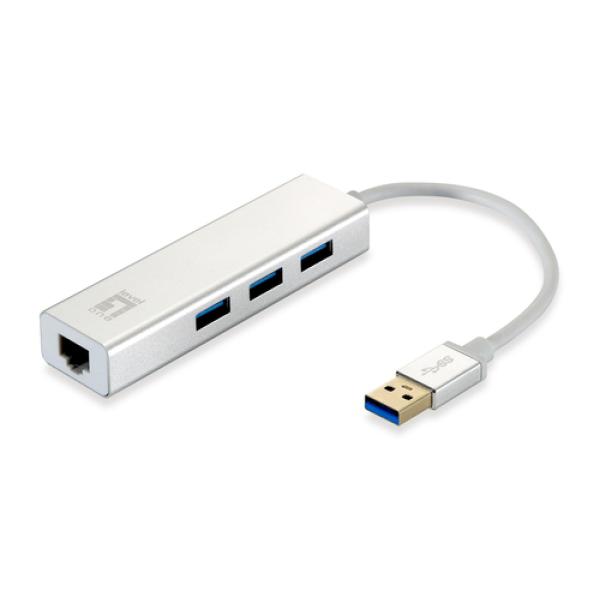 Adaptador Usb 3.0 A Gigabit Ethernet Rj45 Level One Con Hub Usb 3.0