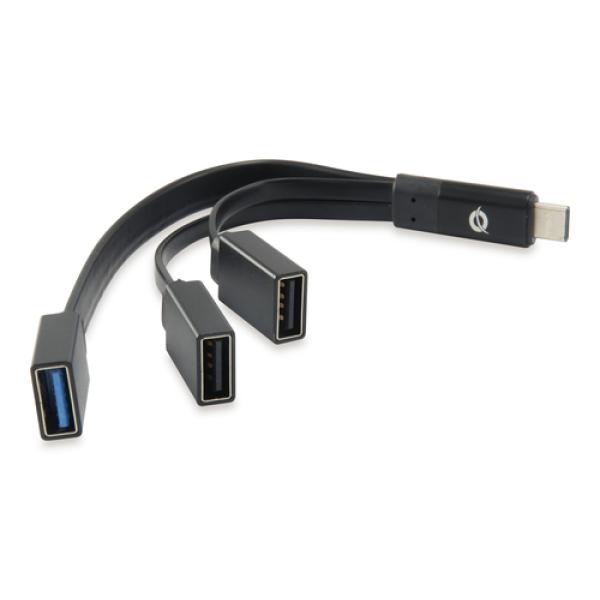 Hub Usb 3.1 Tipo C Conceptronic Hubbies 1 Puerto Usb 3.0 + 2 Puertos Usb 2.0 Color Negro